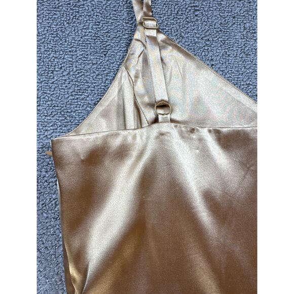 NWT Francesca's Studio 19 Dress Gold Satin Mini Formal Homecoming Hoco Medium - Picture 3 of 7